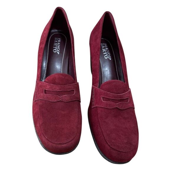 Franco Sarto - Burgundy Suede Round Toe Wedge Loafer Women's Size 10M - Picture 5 of 8